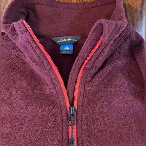 Eddie Bauer First Agent Sweatshirt Womens Large Maroon Fleece Zip Up Outdoors - Picture 4 of 8